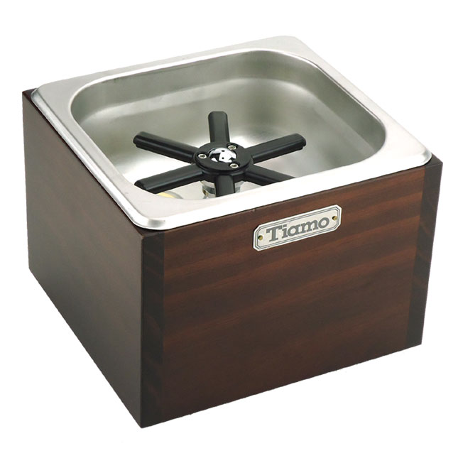 TIAMO 洗杯器渣桶附木盒(中)  |咖啡渣桶 / 洗杯器 / 吧檯墊