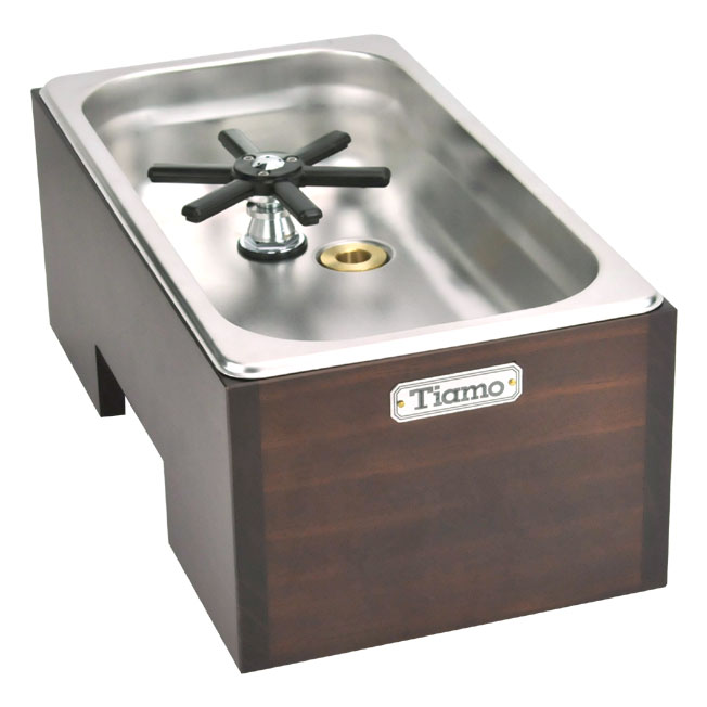 TIAMO 洗杯器渣桶附木盒(大)  |咖啡渣桶 / 洗杯器 / 吧檯墊