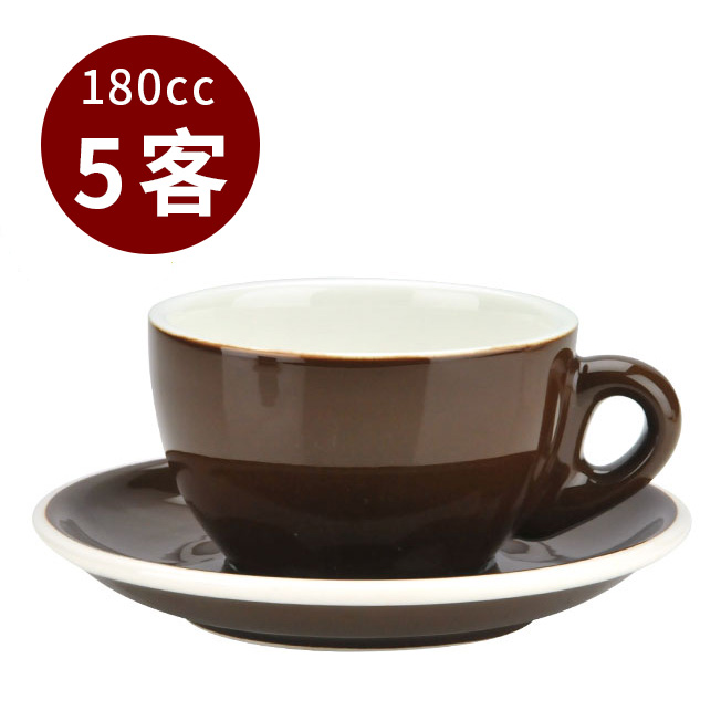 TIAMO 20號蛋形卡布杯盤組 5客 180cc 咖啡  |瓷器咖啡杯盤組