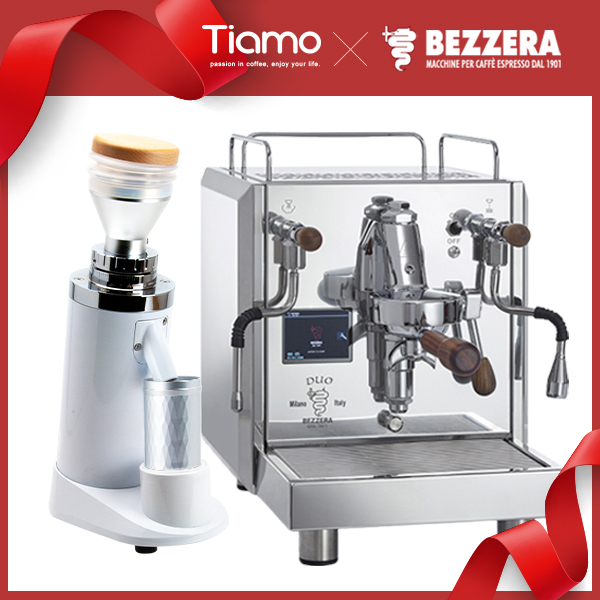 【停產】組合特惠！BEZZERA 貝澤拉 R Duo MN咖啡機 不鏽鋼原色 + Tiamo TF64R 鍍鈦平刀磨豆機(白)  |【停產】電器產品