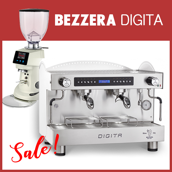 組合特惠！BEZZERA 貝澤拉 DIGITA DE雙孔營業機 + Fiorenzato F64ES 營業用磨豆機 黑/白  |BEZZERA 咖啡機