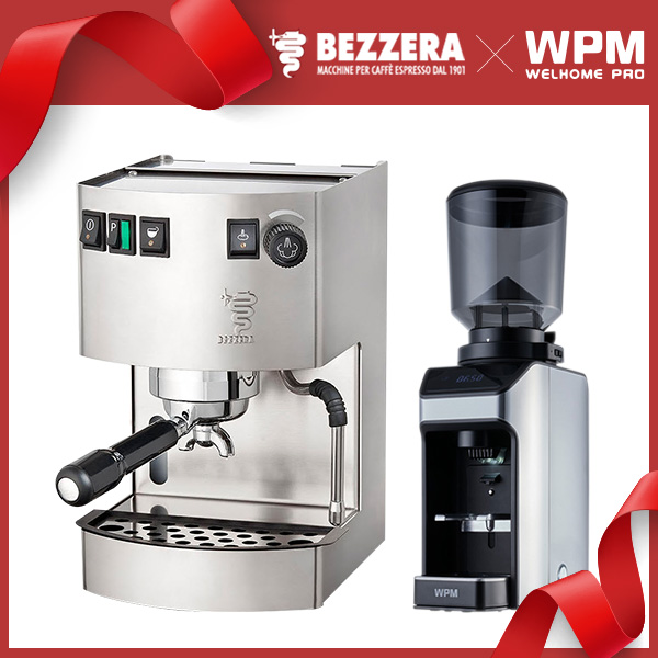 組合特惠！BEZZERA 貝澤拉 HOBBY 玩家級半自動咖啡機 (不銹鋼版) 110V+ WPM ZD-17OD All Ground 磨豆機 110V (不銹鋼)  |BEZZERA 咖啡機