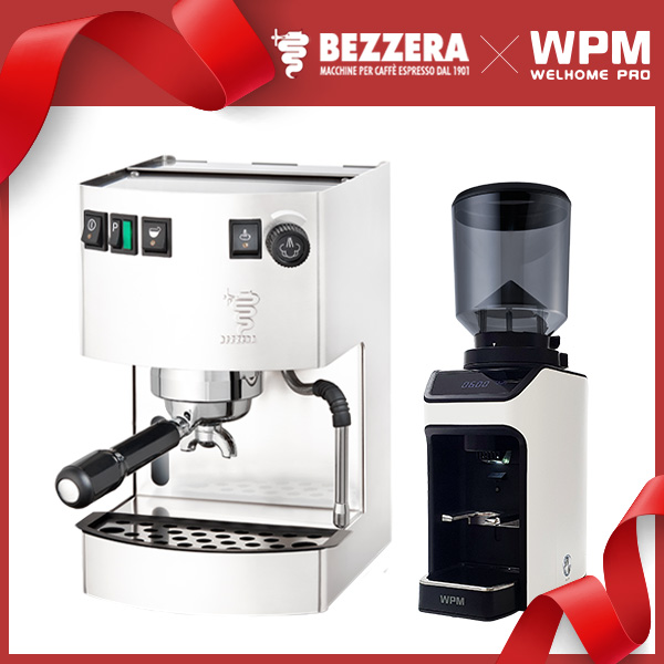 組合特惠！BEZZERA 貝澤拉 HOBBY 玩家級半自動咖啡機 (白色) 110V+ WPM ZD-17OD All Ground 磨豆機 110V (消光白)  |BEZZERA 咖啡機
