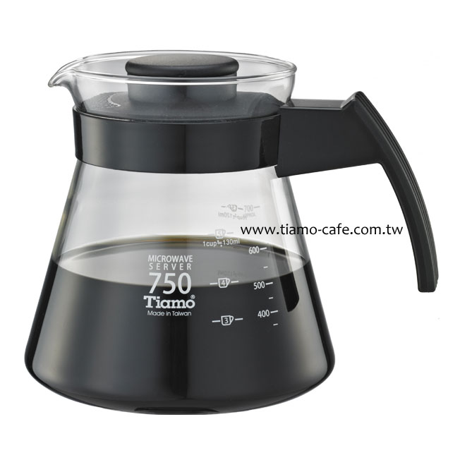 Tiamo 玻璃咖啡壺750cc 弧型把手 通過SGS檢測  |玻璃咖啡壺