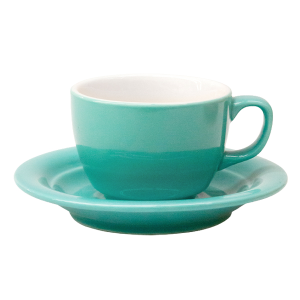 【特惠】35號-卡布奇諾咖啡杯盤組-藍色釉250cc  |瓷器咖啡杯盤組